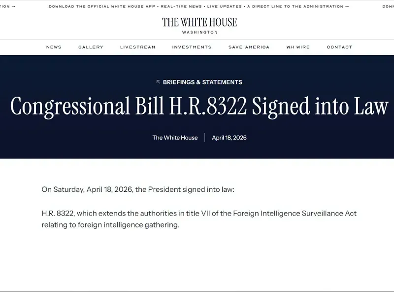 Trump gia hạn Đạo luật Gi&aacute;m s&aacute;t T&igrave;nh b&aacute;o Nước ngo&agrave;i đến ng&agrave;y 30/4