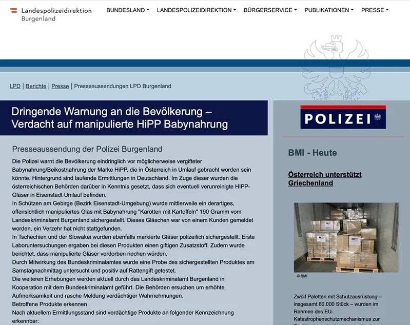 Việt Nam thu hồi hũ ăn dặm HiPP nghi c&oacute; thuốc diệt chuột 