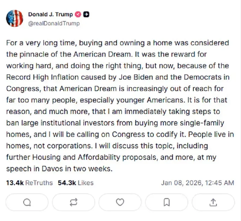 Trump n&oacute;i c&aacute;c nh&agrave; đầu tư lớn khiến nh&agrave; ở ng&agrave;y c&agrave;ng xa tầm tay người d&acirc;n