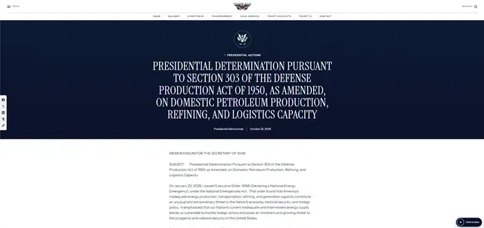 &Ocirc;ng Trump viện dẫn Đạo luật quốc ph&ograve;ng mở rộng năng lực dầu mỏ 
