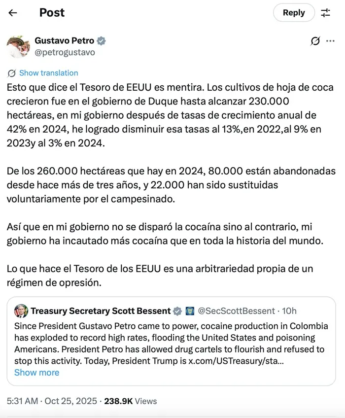 Hoa Kỳ áp lệnh trừng phạt đối với Tổng thống Colombia