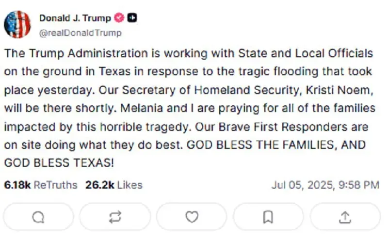 Lũ quét khiến hàng chục người thiệt mạng ở Texas, ông Trump vào cuộc