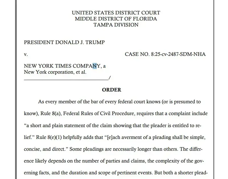 Vụ Trump kiện tờ NYT: Thẩm phán liên bang bác bỏ đơn kiện