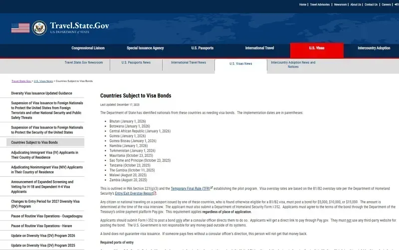 Hoa Kỳ mở rộng danh s&aacute;ch quốc gia phải cọc 15.000 USD khi xin visa