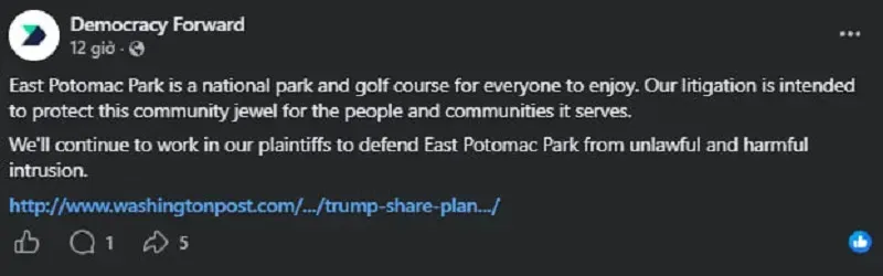 &Ocirc;ng Trump c&ocirc;ng bố kế hoạch x&acirc;y s&acirc;n golf tại Washington giữa l&uacute;c tranh chấp ph&aacute;p l&yacute;