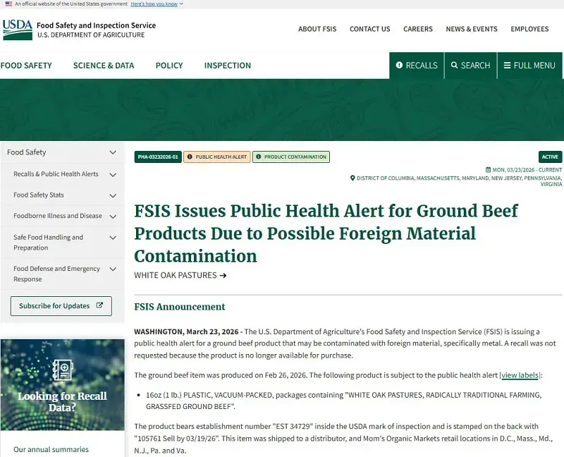 Hoa Kỳ: Ph&aacute;t hiện tạp chất kim loại trong thịt b&ograve; xay b&aacute;n tại nhiều bang