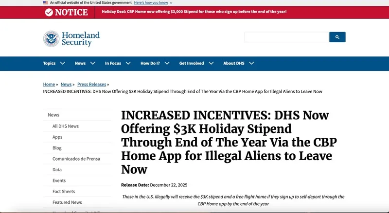 Hoa Kỳ tăng trợ cấp gấp 3 cho người nhập cư tự rời đi