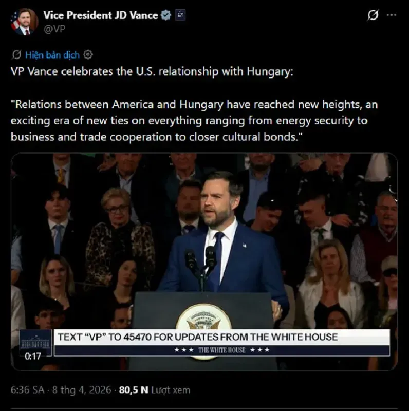 Ph&oacute; Tổng thống Hoa Kỳ c&aacute;o buộc EU can thiệp bầu cử Hungary