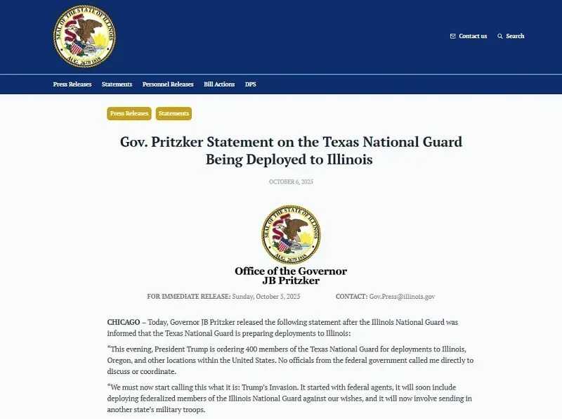 Vụ ông Trump điều động NG, Illinois kêu gọi Texas “bất tuân” chính quyền
