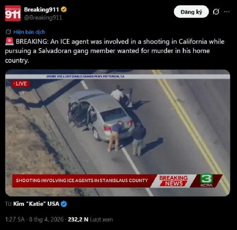 ICE bắn người ở California, n&acirc;ng tổng số vụ nổ s&uacute;ng l&ecirc;n con số 8
