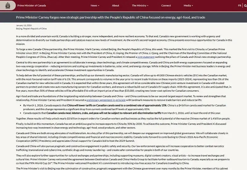 Trump cảnh b&aacute;o &aacute;p thuế 100% nếu Canada đạt thỏa thuận với Trung Quốc