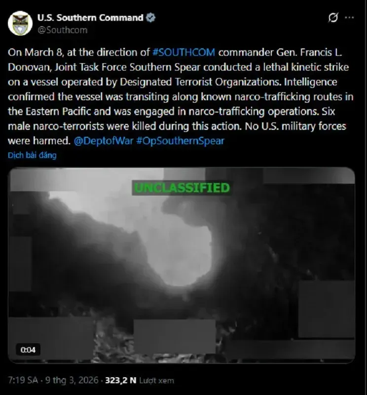 Hoa Kỳ tấn c&ocirc;ng t&agrave;u nghi bu&ocirc;n ma t&uacute;y ở Đ&ocirc;ng Th&aacute;i B&igrave;nh Dương