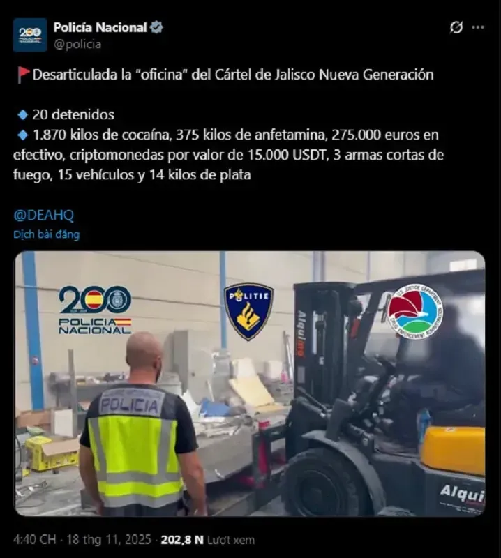 tay-ban-nha-bat-20-nghi-pham-lien-quan-den-bang-dang-ma-tuy-mexico-3.webp Tây Ban Nha bắt 20 nghi phạm liên quan đến băng đảng ma túy Mexico