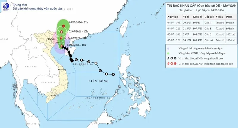 Bão số 1 Maysak áp sát khu vực đất liền Quảng Ninh - Hải Phòng
