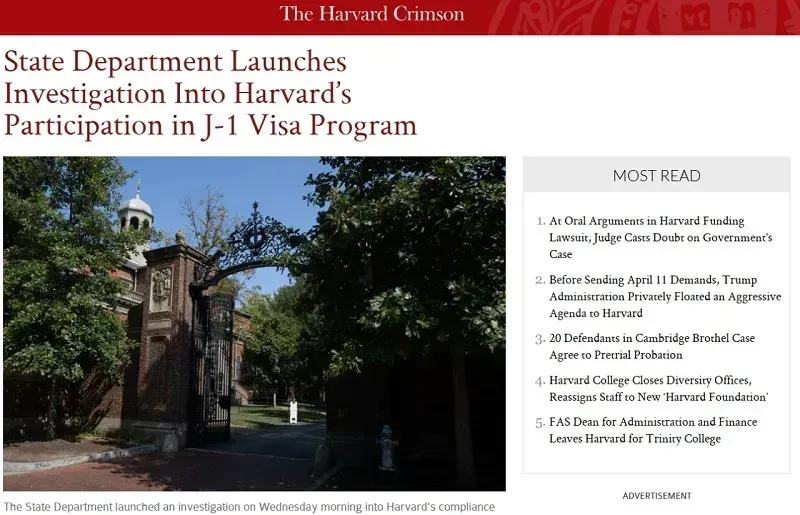 Harvard bị DOS xem xét điều kiện bảo trợ cấp Visa J-1