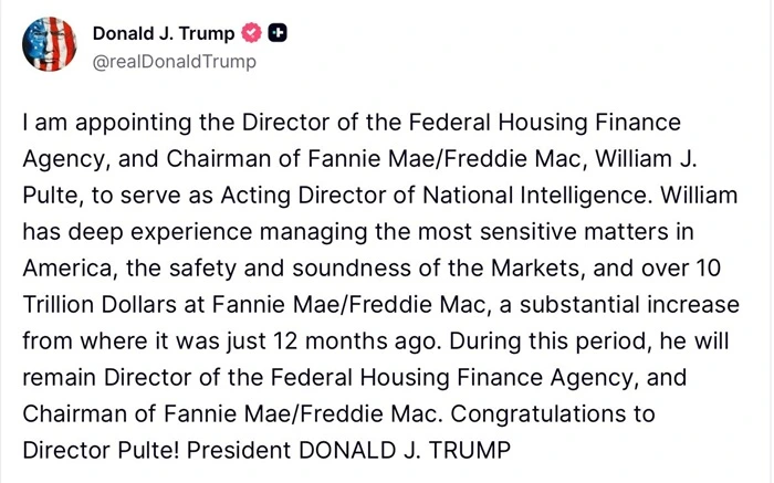 &Ocirc;ng Trump bổ nhiệm quan chức phụ tr&aacute;ch nh&agrave; ở l&agrave;m Gi&aacute;m đốc T&igrave;nh b&aacute;o