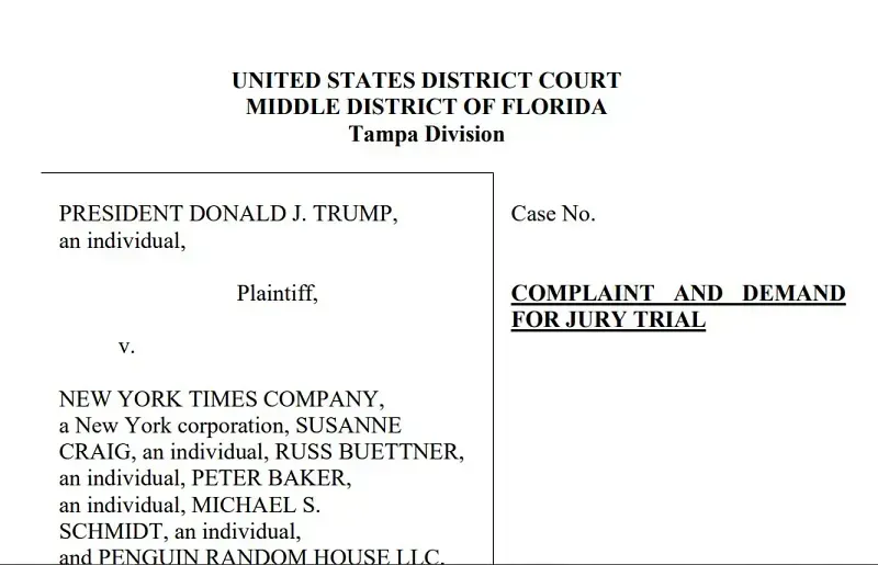 Trump kiện tờ The New York Times tội phỉ báng, yêu cầu bồi thường 15 tỷ USD