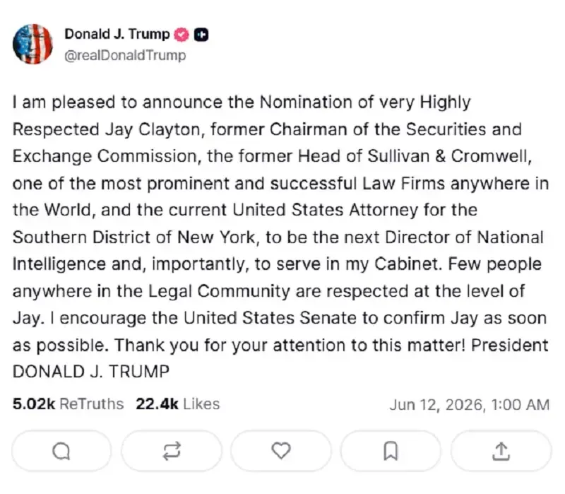 &Ocirc;ng Trump đề cử Jay Clayton l&agrave;m Gi&aacute;m đốc T&igrave;nh b&aacute;o Quốc gia Hoa Kỳ