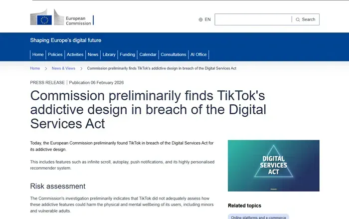 EU cảnh b&aacute;o phạt nặng TikTok v&igrave; &ldquo;thiết kế g&acirc;y nghiện&rdquo;