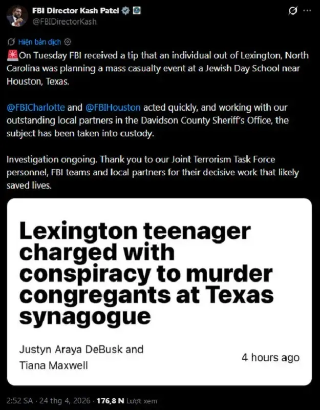 Thiếu nữ 18 tuổi bị c&aacute;o buộc &acirc;m mưu tấn c&ocirc;ng gi&aacute;o đường Do Th&aacute;i ở Texas