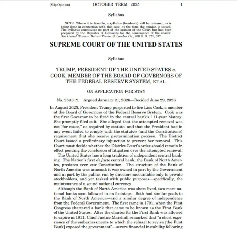 SCOTUS ngăn &ocirc;ng Trump sa thải Thống đốc Fed Lisa Cook