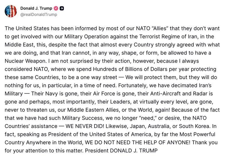 &Ocirc;ng Trump chỉ tr&iacute;ch NATO, khẳng định Hoa Kỳ kh&ocirc;ng cần ai gi&uacute;p đỡ 