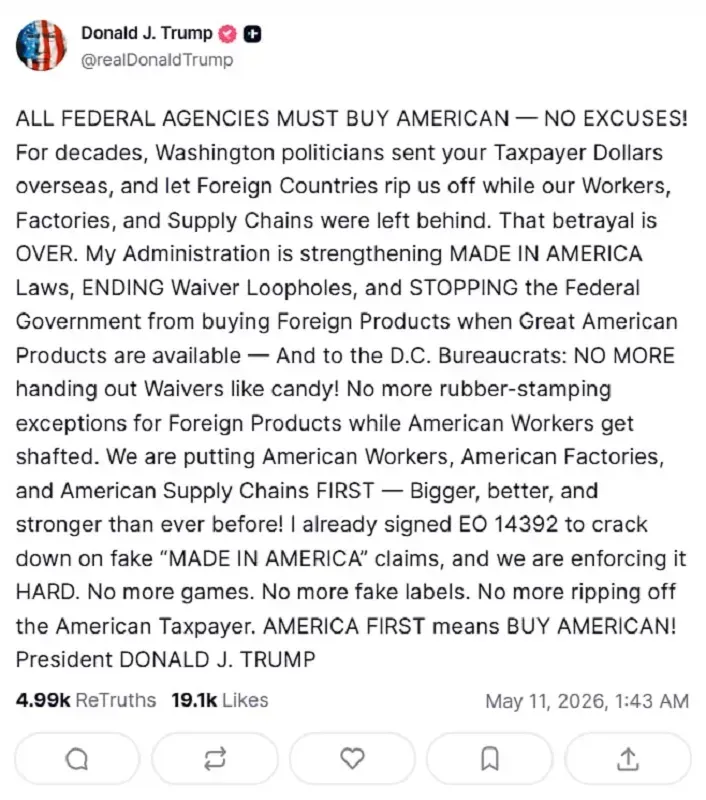 Trump y&ecirc;u cầu c&aacute;c cơ quan li&ecirc;n bang ưu ti&ecirc;n sử dụng h&agrave;ng nội địa