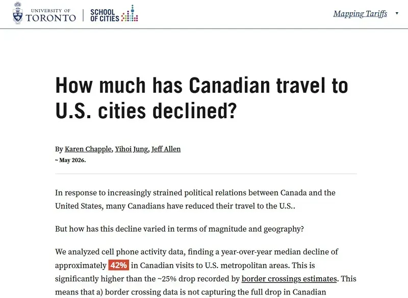 C&ocirc;ng d&acirc;n Canada đến Hoa Kỳ năm 2025 giảm mạnh, nguy&ecirc;n nh&acirc;n do đ&acirc;u?