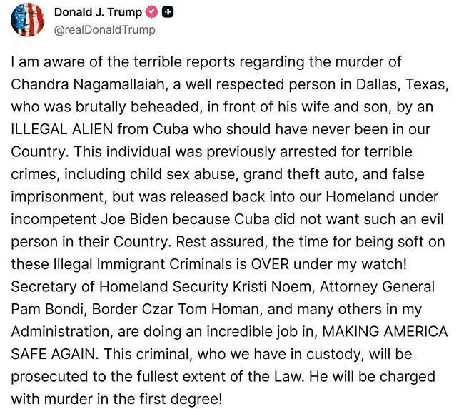 Vụ người Cuba nhập cư bất hợp pháp giết người tàn bạo, ông Trump nói gì? 