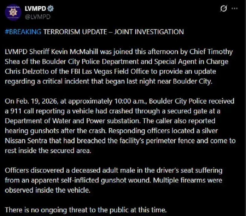 Nevada điều tra vụ tấn c&ocirc;ng khủng bố nhằm v&agrave;o trạm điện phục vụ California