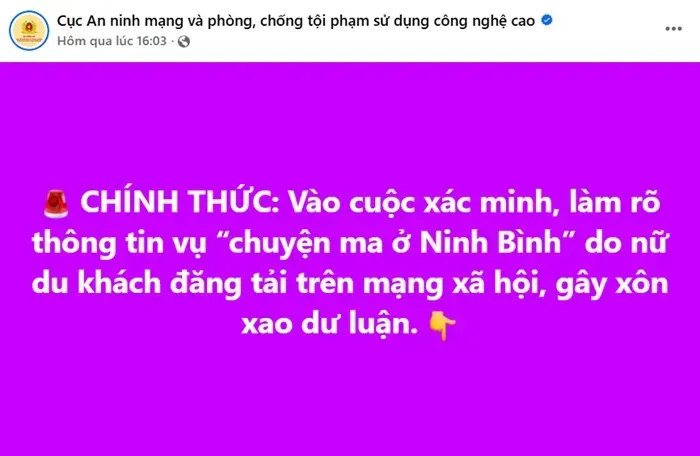 C&ocirc;ng an x&aacute;c minh b&agrave;i đăng về &ldquo;hiện tượng lạ&rdquo; tại khu du lịch Tr&agrave;ng An nổi tiếng