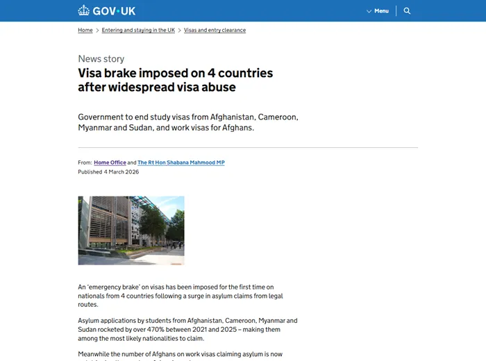 Anh tạm dừng cấp visa du học cho c&ocirc;ng d&acirc;n 4 quốc gia