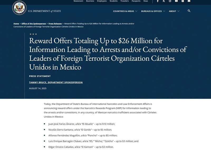 Hoa Kỳ: Treo thưởng 10 triệu USD để bắt “ông trùm” ma túy Mexico