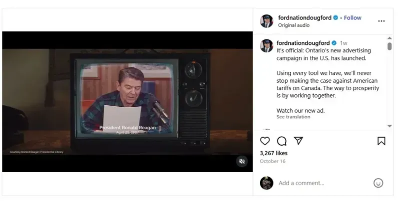 Hoa Kỳ ngừng đàm phán với Canada vì quảng cáo chống thuế quan
