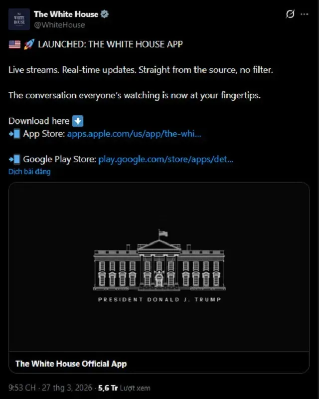 nha-trang-ra-mat-kenh-thong-tin-truc-tiep-khong-qua-bo-loc-4.webp Nhà Trắng ra mắt kênh thông tin trực tiếp “không qua bộ lọc”