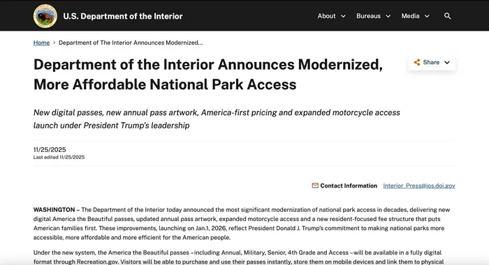 hoa-ky-tang-phi-tham-quan-cong-vien-quoc-gia-gap-3-voi-khach-nuoc-ngoai-2_11zon.webp Hoa Kỳ tăng phí tham quan công viên quốc gia gấp 3 với khách nước ngoài