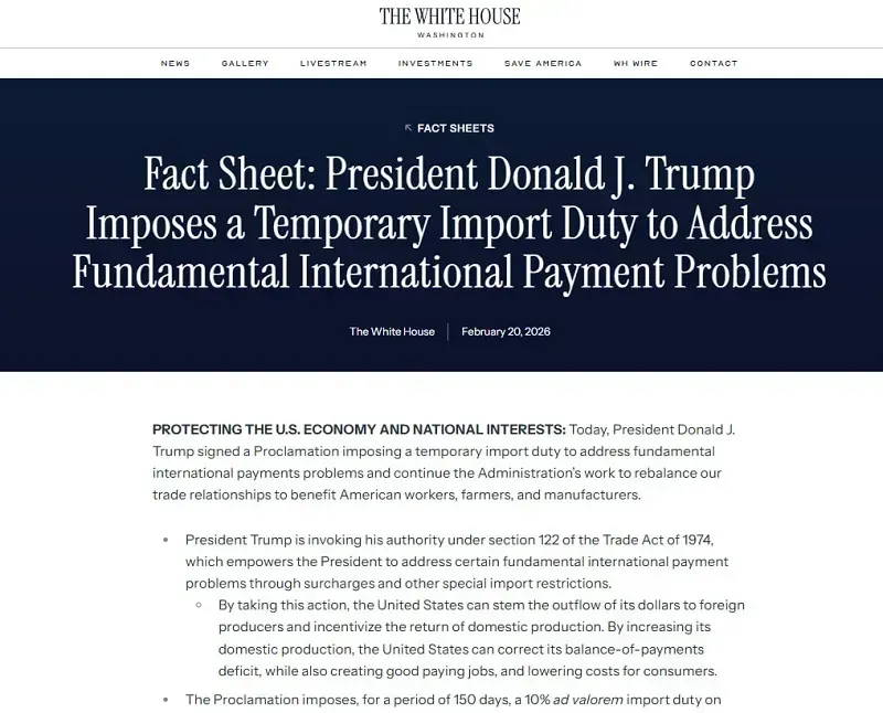 Trump đảo ngược quyết định đ&ograve;i tăng thuế quan to&agrave;n cầu l&ecirc;n 15%