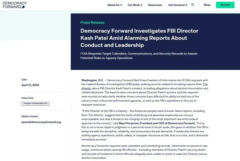 Tổ chức gi&aacute;m s&aacute;t y&ecirc;u cầu FBI cung cấp lịch l&agrave;m việc của &ocirc;ng Kash Patel