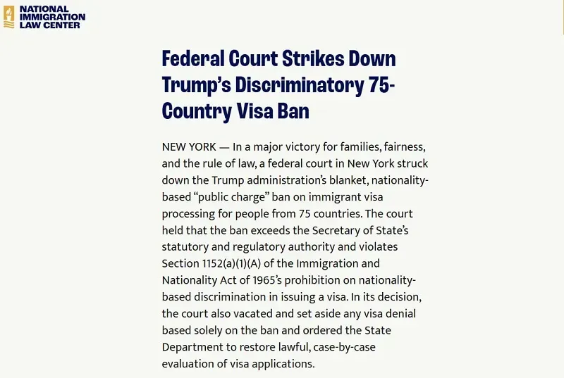 Lệnh cấm thị thực 75 quốc gia của &ocirc;ng Trump bị t&ograve;a &aacute;n b&aacute;c bỏ