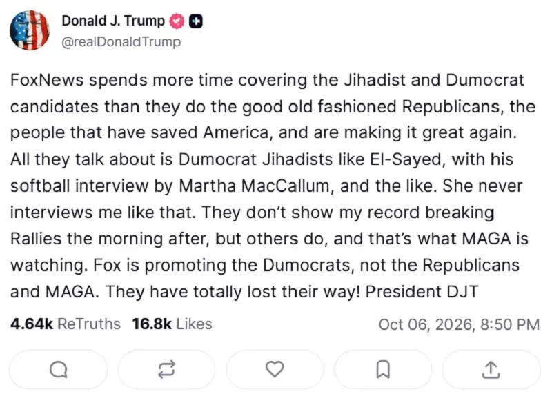 &Ocirc;ng Trump chỉ tr&iacute;ch Fox News v&igrave; &ldquo;ưu &aacute;i&rdquo; ứng vi&ecirc;n đảng D&acirc;n chủ v&agrave; độc lập