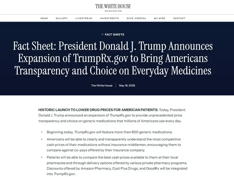 Nh&agrave; Trắng th&ecirc;m thuốc thay thế gi&aacute; rẻ l&ecirc;n nền tảng TrumpRx