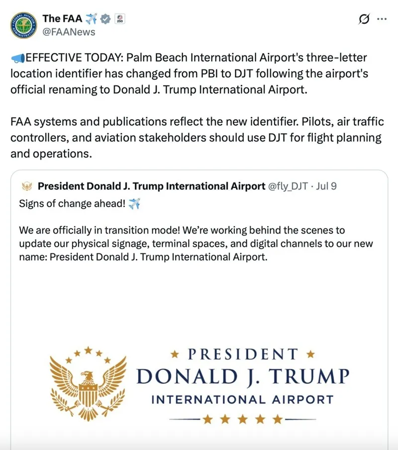 Hoa Kỳ c&oacute; s&acirc;n bay đầu ti&ecirc;n đặt theo t&ecirc;n &ocirc;ng Trump 