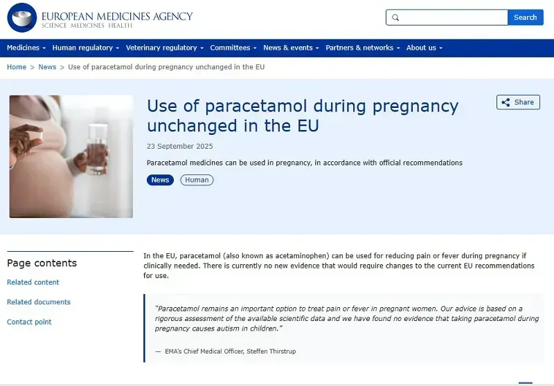 EU bác bỏ cảnh báo của Trump về mối liên hệ giữa paracetamol và chứng tự kỷ