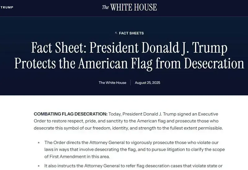 Ông Trump chấm dứt bảo lãnh không tiền mặt và xử lý hành vi xúc phạm quốc kỳ