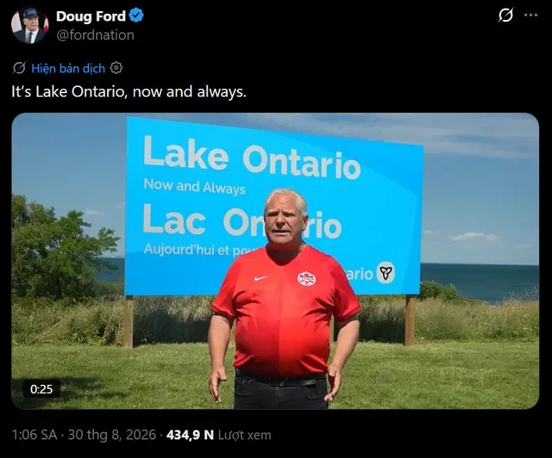Canada đ&aacute;p trả nỗ lực đổi t&ecirc;n &ldquo;Lake America&rdquo; ​​của &ocirc;ng Trump