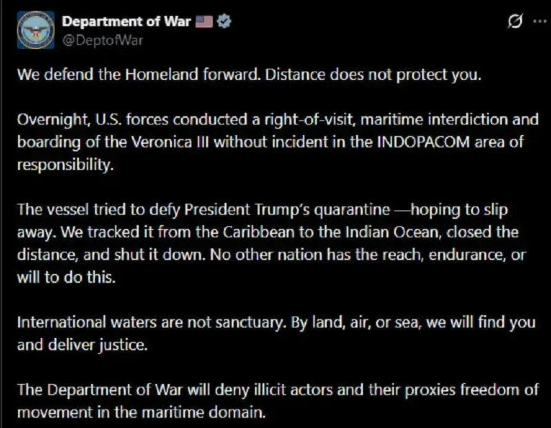 Hoa Kỳ chặn bắt th&ecirc;m t&agrave;u chở dầu ở Ấn Độ Dương