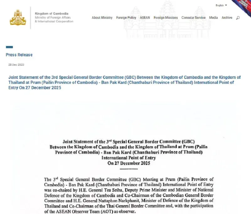 Th&aacute;i Lan - Campuchia k&yacute; thỏa thuận ngừng bắn mới, chấm dứt xung đột