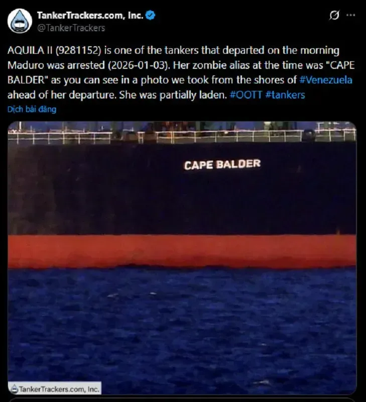 Hoa Kỳ chặn t&agrave;u chở dầu li&ecirc;n quan Venezuela tại v&ugrave;ng biển Ấn Độ Dương