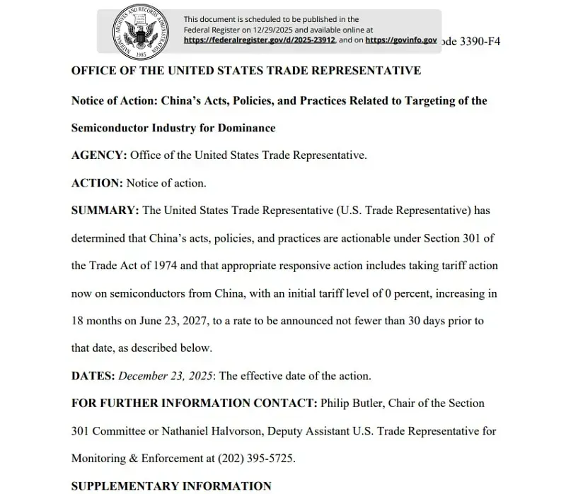 Hoa Kỳ ho&atilde;n &aacute;p thuế bổ sung đối với chip Trung Quốc đến năm 2027