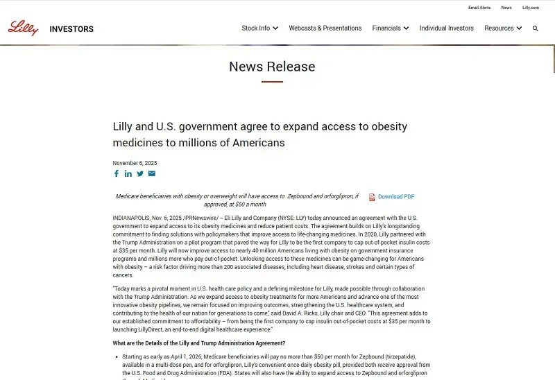 Novo Nordisk giảm giá thuốc trực tiếp cho người tiêu dùng Hoa Kỳ